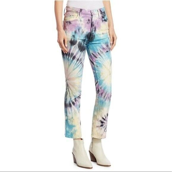 MOTHER The Tripper High Rise Crop Bootcut Tie-Dye Jeans Womens Size 24 - Picture 4 of 10
